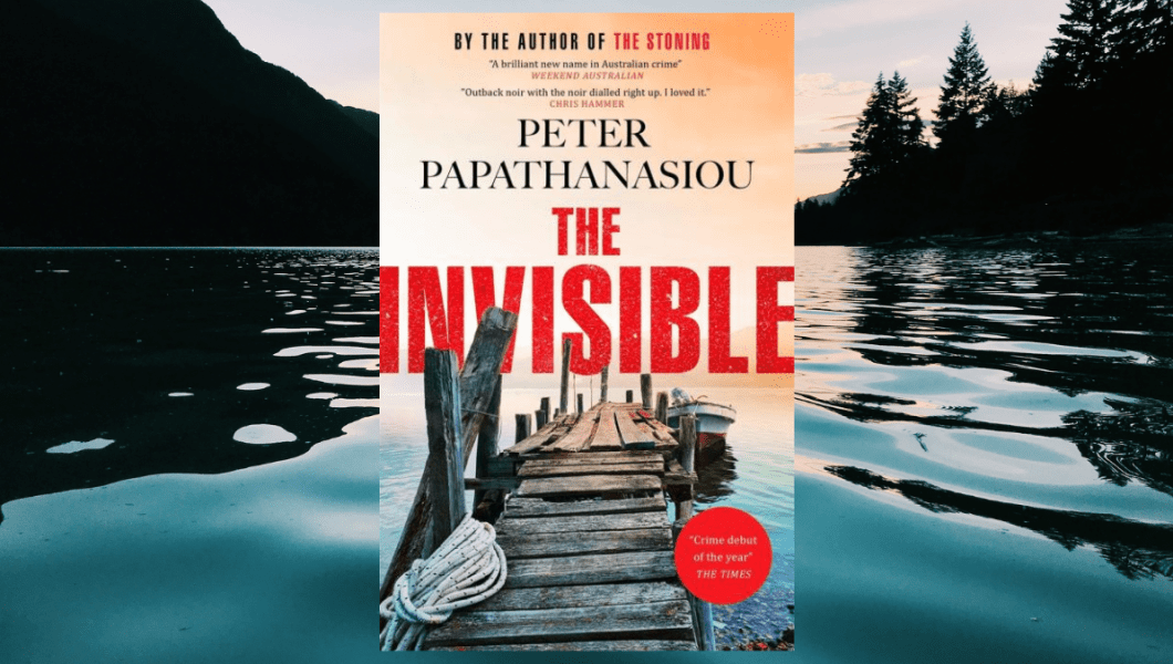 Blog banner featuring the book cover for The Invisible by Peter Papathanasiou